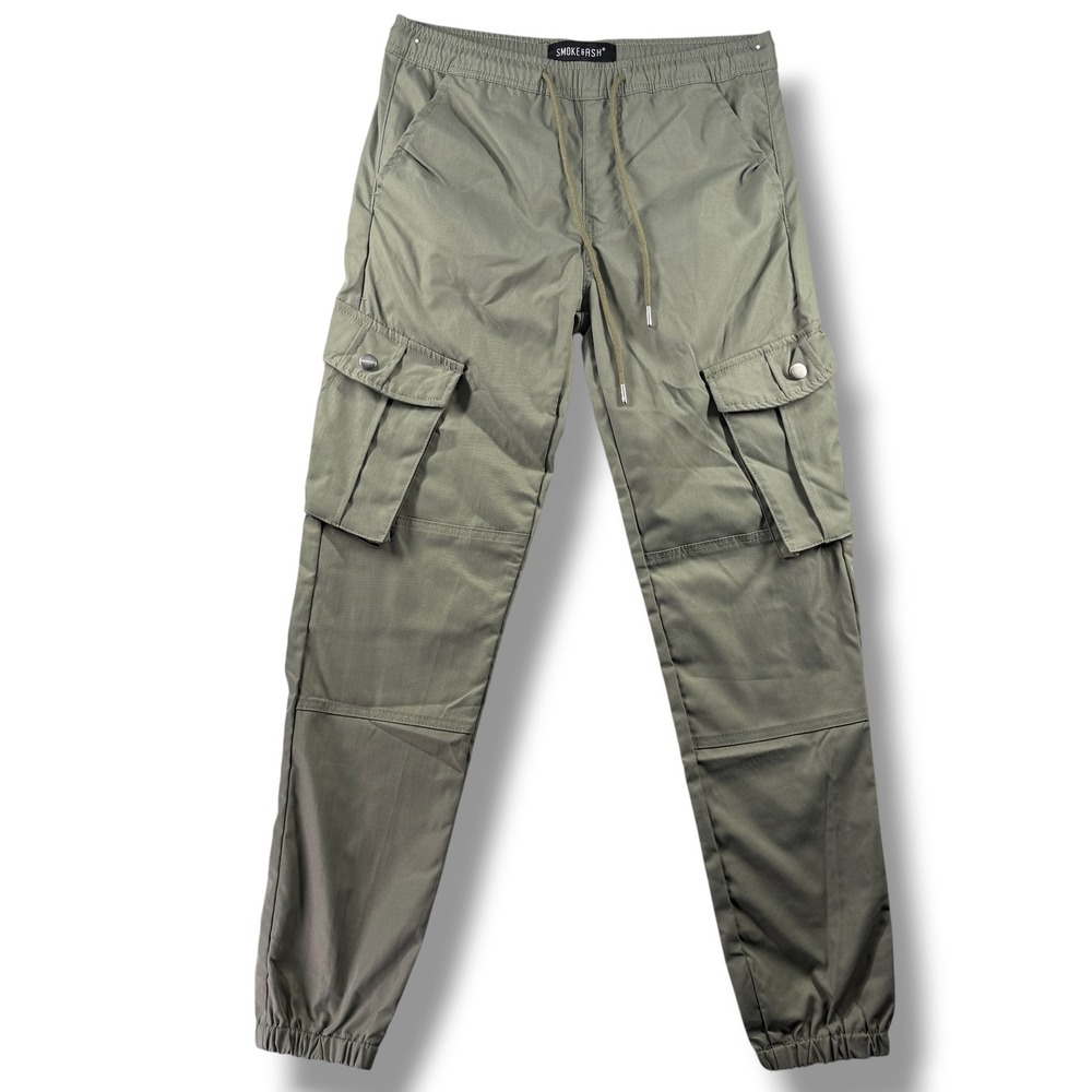 Smoke & Ash Mens Olive Green Cargo Jogger Pants Size Small Inseam 31 Drawstring